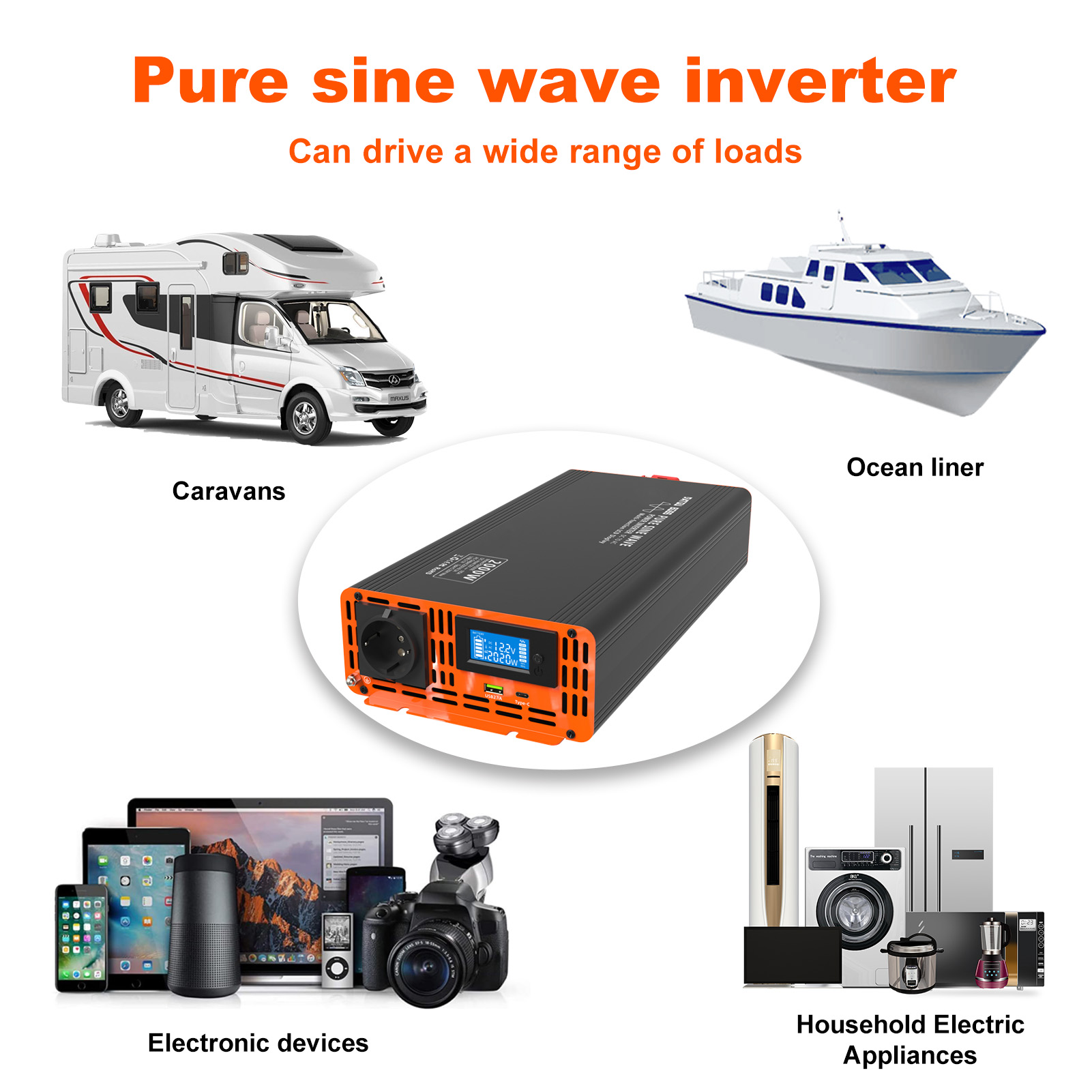 Peak 4000W 12v 24V 48V Dc to A - Power Inverter 12V 220V 4000W Continuous ulasan dan harga